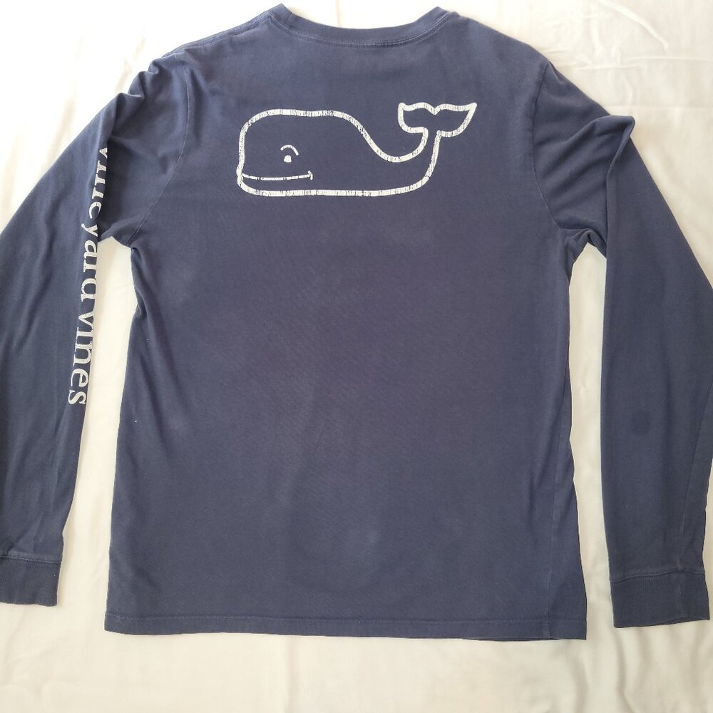 Vineyard Vines Boys Long-Sleeve Vintage Whale Pocket Tee - Navy